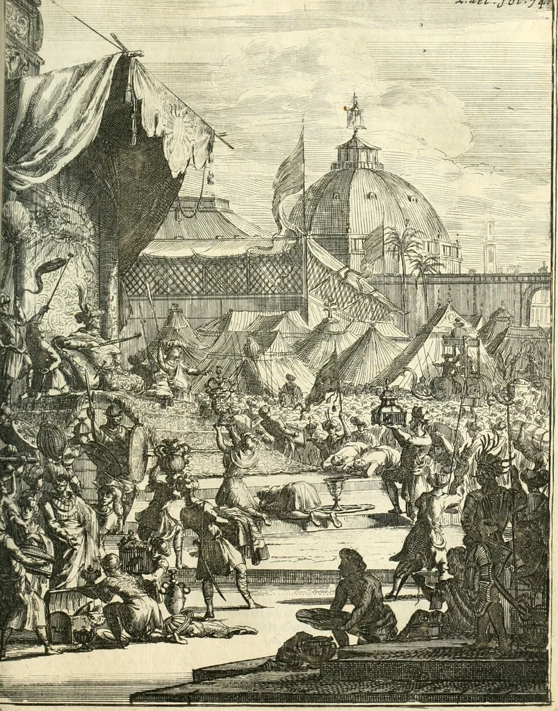 An illustration from Oost-Indische voyagie; vervattende veel voorname voorvallen en ongemeene oreemde geschiedenissen, bloedige zee- en landtgevechten tegen de Portugeesen en Makassaren .., 1676, leaf 498