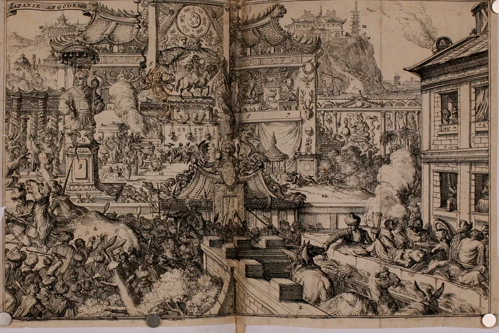 An illustration from Oost-Indische voyagie; vervattende veel voorname voorvallen en ongemeene oreemde geschiedenissen, bloedige zee- en landtgevechten tegen de Portugeesen en Makassaren .., 1676, leaf 507