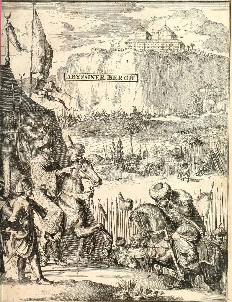 An illustration from Oost-Indische voyagie; vervattende veel voorname voorvallen en ongemeene oreemde geschiedenissen, bloedige zee- en landtgevechten tegen de Portugeesen en Makassaren .., 1676, leaf 580
