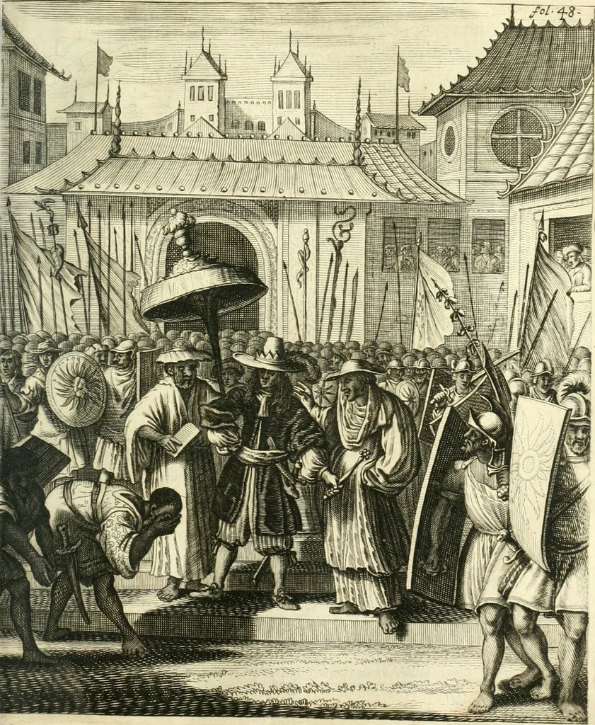 An illustration from Oost-Indische voyagie; vervattende veel voorname voorvallen en ongemeene oreemde geschiedenissen, bloedige zee- en landtgevechten tegen de Portugeesen en Makassaren .., 1676, leaf 72