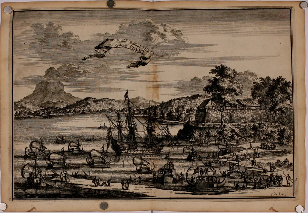 An illustration from Oost-Indische voyagie; vervattende veel voorname voorvallen en ongemeene oreemde geschiedenissen, bloedige zee- en landtgevechten tegen de Portugeesen en Makassaren .., 1676, leaf 87