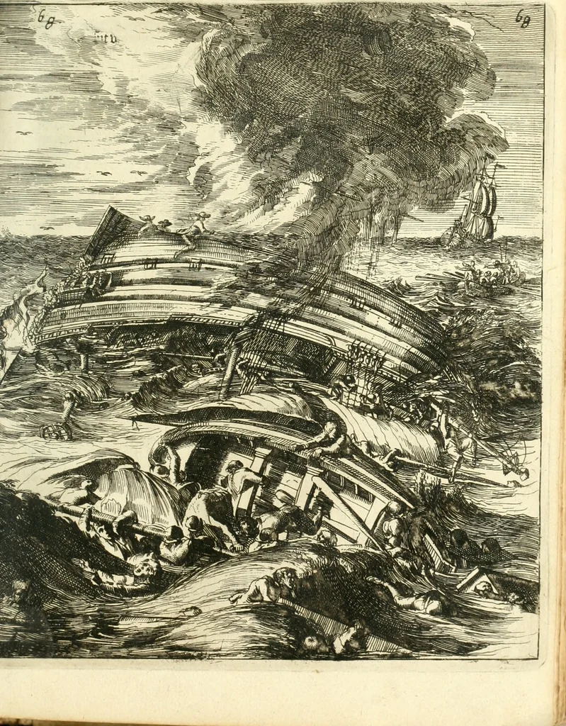 An illustration from Oost-Indische voyagie; vervattende veel voorname voorvallen en ongemeene oreemde geschiedenissen, bloedige zee- en landtgevechten tegen de Portugeesen en Makassaren .., 1676, leaf 98