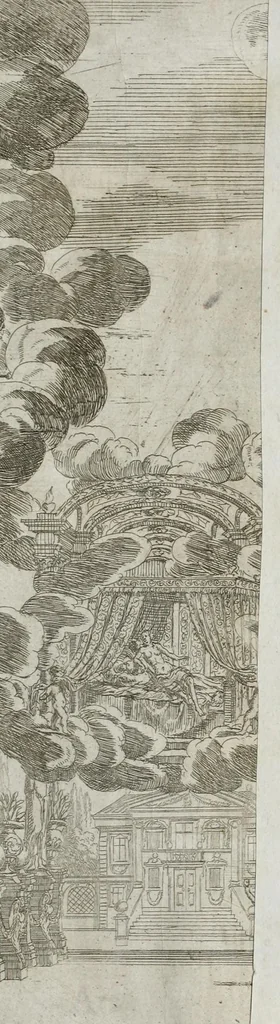 An illustration from Opera-Ballet von dem Judicio Paridis, und der Helenae Raub : so auf dem churfürstlichen sächssischen Haupt-Theatro bey dem Friedens-Feste, nebenst denen vorgegangenen Ballete von Wirckung der sieben Planeten, Ring- und Qvintan-Rennen, wie auch Büchsen-Schiessen, Feuerwercke des Herculis, und Fuss-Thurniere : gehalten am 7/17 Tage dess Winter-Monats anno 1679, 1679, leaf 29