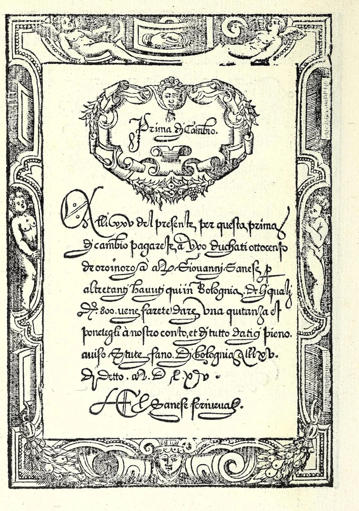 An illustration from Opera del reverendo padre don Avgvstino da Sciena, monaco certosino : nellaquale s'insegna a scriuere varie sorti di lettere, tanto cancellaresche, quanto mercantesche : con varie sorti di lettere todesche, con diuerse sorti di alphabetti bellissimi, & con alcune dechiarationi del temperar della penna : et vna recetta per far l'inchiostro negrissimo, con tanta facilità, che ciascheduno per semplice che sia, lo farà, 1573, leaf 62