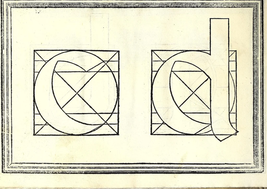 An illustration from Opera di frate Vespasiano Amphiareo da Ferrara dell'ordine minore conventvale, nella qvale s'insegna a scrivere varie sorti di lettere : & massime una lettera bastarda da lui nouamente con sua industria ritrouata, laquale serue al cancellaresco & mercantesco : poi insegna a far l'inchiostro negrissimo con tanta facilità, che ciascuno per semplice che sia, lo saprà far da se : anchora a macinar l'oro, & scriuere con esso come si farà con l'inchiostro, parimente a scriuere con l'azurro, & col cenaprio : opera vtilissima, e molto necessaria all'uso humano : aggivntovi di nvovo dve bellissimi alpha beti di maiuscole, che nell'altre impressioni non si sono piu stampati, 1572, leaf 88