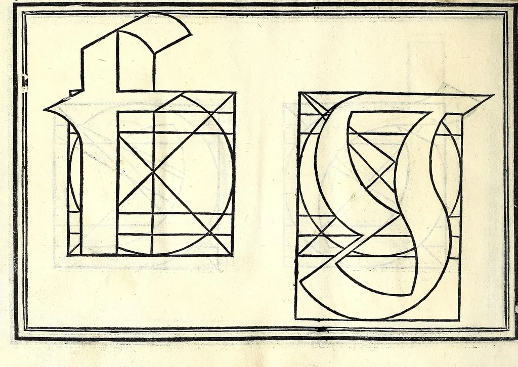 An illustration from Opera di frate Vespasiano Amphiareo da Ferrara dell'ordine minore conventvale, nella qvale s'insegna a scrivere varie sorti di lettere : & massime una lettera bastarda da lui nouamente con sua industria ritrouata, laquale serue al cancellaresco & mercantesco : poi insegna a far l'inchiostro negrissimo con tanta facilità, che ciascuno per semplice che sia, lo saprà far da se : anchora a macinar l'oro, & scriuere con esso come si farà con l'inchiostro, parimente a scriuere con l'azurro, & col cenaprio : opera vtilissima, e molto necessaria all'uso humano : aggivntovi di nvovo dve bellissimi alpha beti di maiuscole, che nell'altre impressioni non si sono piu stampati, 1572, leaf 90
