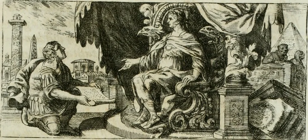 An illustration from Opera historica et philologica, sacra et profana. In quibus historia Boica, res augustanae, conversio & passio ss. martyrum Afrae, Hilariae, Dignae [et al.] ... continentur, 1682, leaf 1076