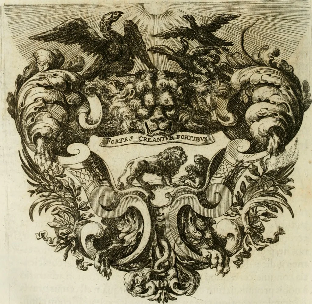 An illustration from Opera historica et philologica, sacra et profana. In quibus historia Boica, res augustanae, conversio & passio ss. martyrum Afrae, Hilariae, Dignae [et al.] ... continentur, 1682, leaf 309