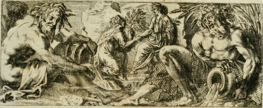 An illustration from Opera historica et philologica, sacra et profana. In quibus historia Boica, res augustanae, conversio & passio ss. martyrum Afrae, Hilariae, Dignae [et al.] ... continentur, 1682, leaf 316