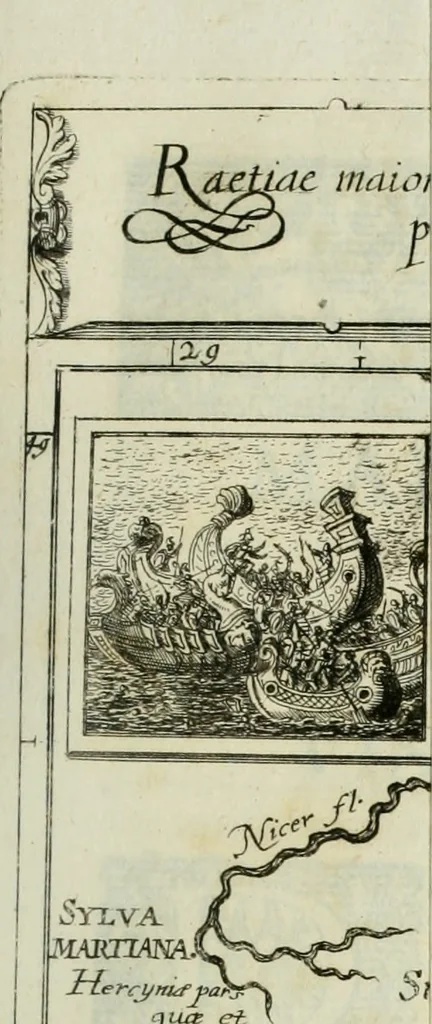 An illustration from Opera historica et philologica, sacra et profana. In quibus historia Boica, res augustanae, conversio & passio ss. martyrum Afrae, Hilariae, Dignae [et al.] ... continentur, 1682, leaf 330
