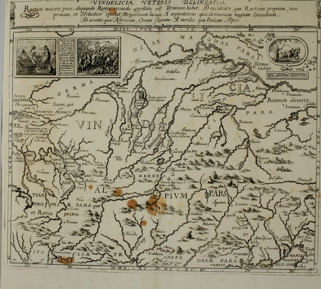An illustration from Opera historica et philologica, sacra et profana. In quibus historia Boica, res augustanae, conversio & passio ss. martyrum Afrae, Hilariae, Dignae [et al.] ... continentur, 1682, leaf 331