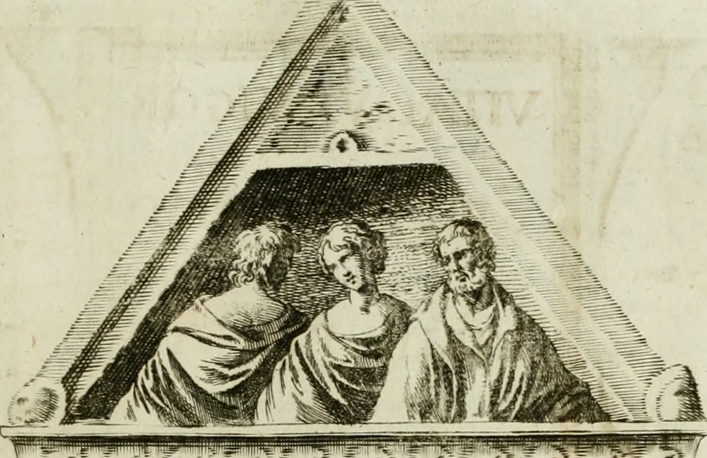 An illustration from Opera historica et philologica, sacra et profana. In quibus historia Boica, res augustanae, conversio & passio ss. martyrum Afrae, Hilariae, Dignae [et al.] ... continentur, 1682, leaf 514