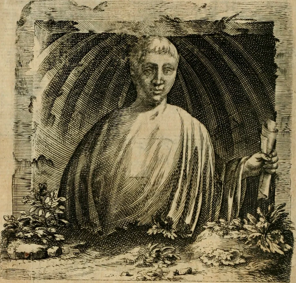 An illustration from Opera historica et philologica, sacra et profana. In quibus historia Boica, res augustanae, conversio & passio ss. martyrum Afrae, Hilariae, Dignae [et al.] ... continentur, 1682, leaf 523