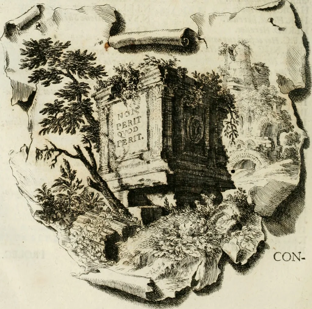 An illustration from Opera historica et philologica, sacra et profana. In quibus historia Boica, res augustanae, conversio & passio ss. martyrum Afrae, Hilariae, Dignae [et al.] ... continentur, 1682, leaf 571
