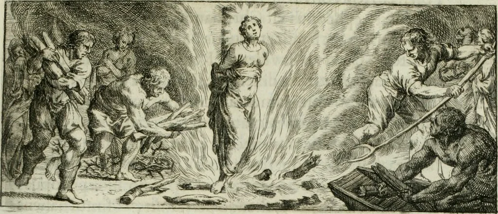 An illustration from Opera historica et philologica, sacra et profana. In quibus historia Boica, res augustanae, conversio & passio ss. martyrum Afrae, Hilariae, Dignae [et al.] ... continentur, 1682, leaf 576