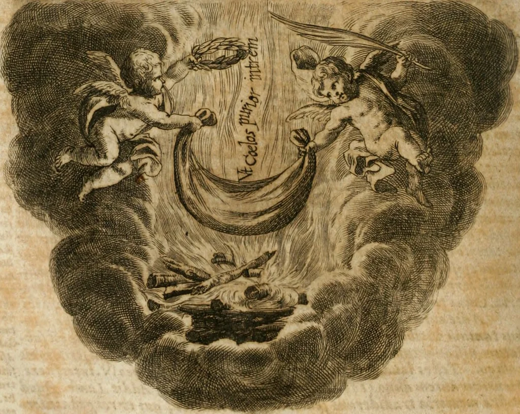 An illustration from Opera historica et philologica, sacra et profana. In quibus historia Boica, res augustanae, conversio & passio ss. martyrum Afrae, Hilariae, Dignae [et al.] ... continentur, 1682, leaf 639