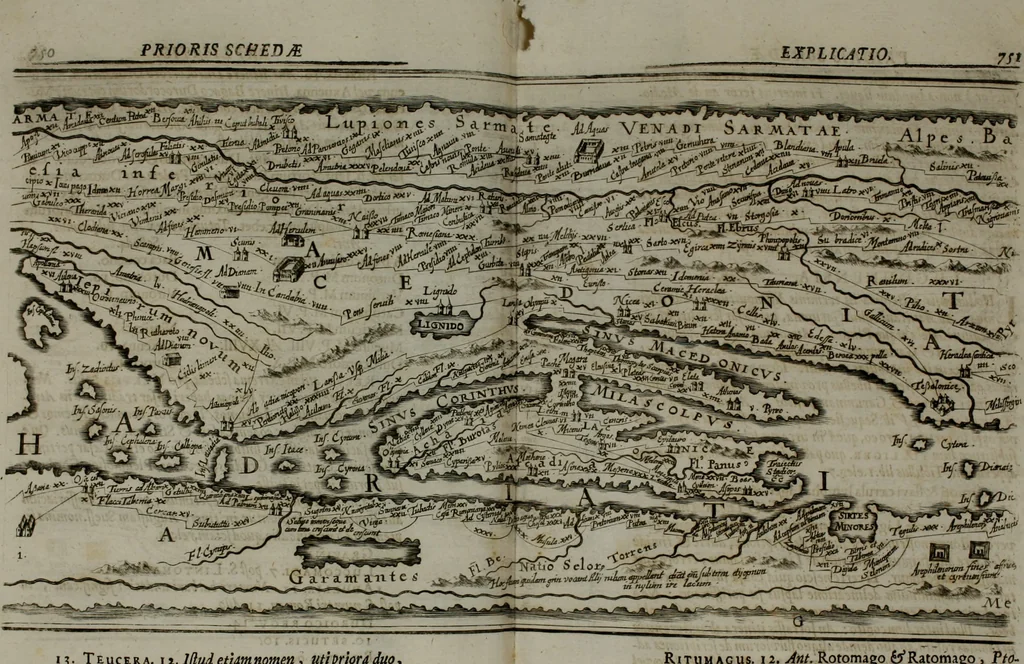 An illustration from Opera historica et philologica, sacra et profana. In quibus historia Boica, res augustanae, conversio & passio ss. martyrum Afrae, Hilariae, Dignae [et al.] ... continentur, 1682, leaf 885
