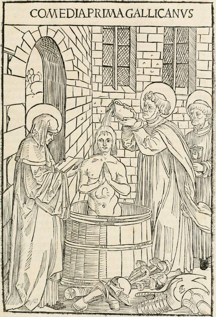 An illustration from Opera Hrosuite : illustris uirginis et monialis Germane, gente Saxonico orte, 1501, leaf 16