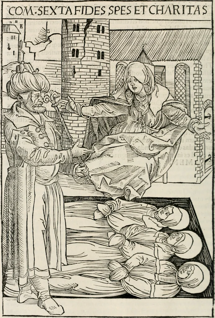 An illustration from Opera Hrosuite : illustris uirginis et monialis Germane, gente Saxonico orte, 1501, leaf 51