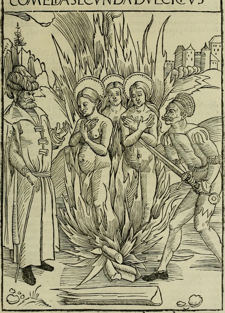 An illustration from Opera Hrosvite, illvstris virginis et monialis germane, gente Saxonica orte, nvper a Conrado Celte inventa, 1501, leaf 24