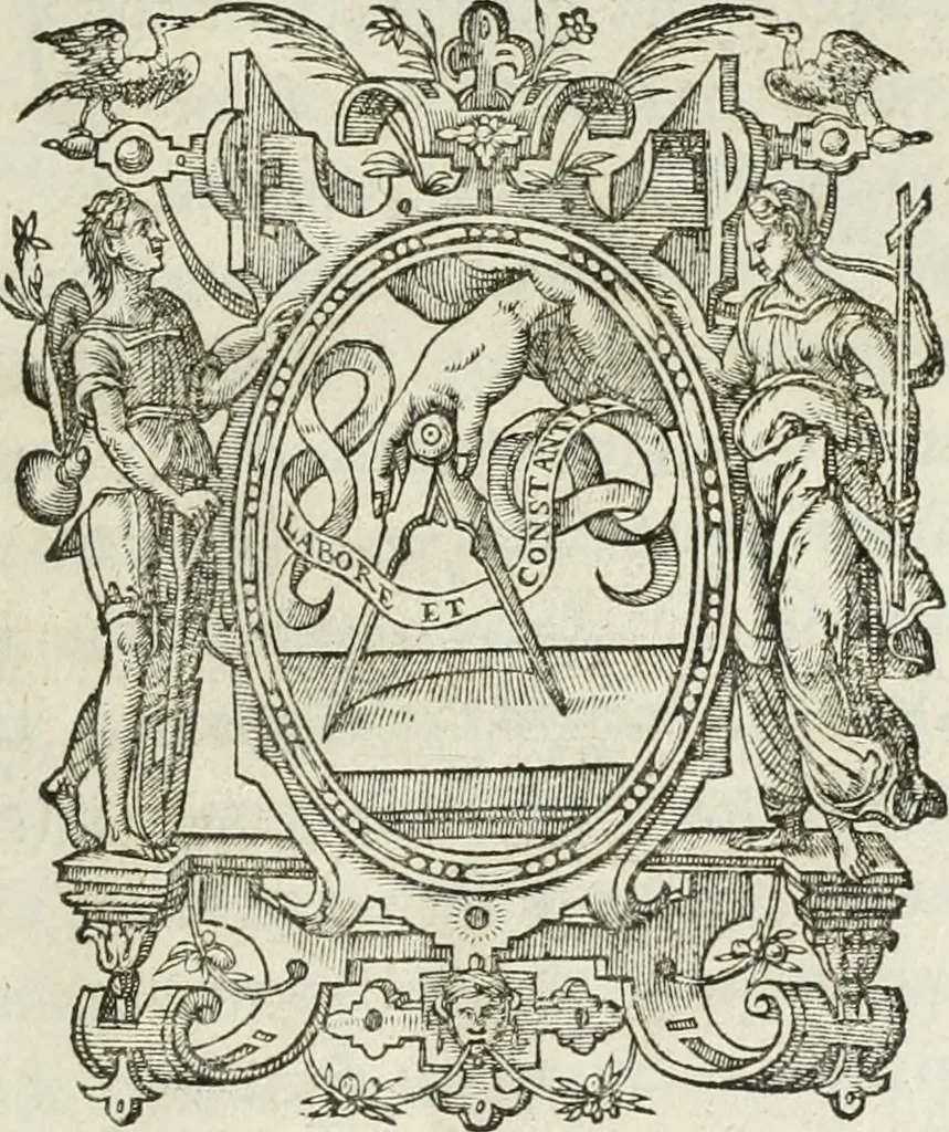 An illustration from Opera Ioan. Goropii Becani, hactenus in lucum non edita: nempe, Hermathena, Heiroglyphica, Vertumnus, Gallica, Francica, Hispanica, 1580, leaf 10