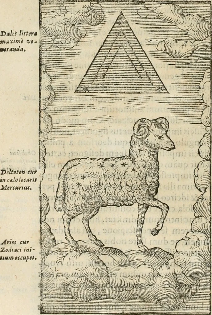 An illustration from Opera Ioan. Goropii Becani, hactenus in lucum non edita: nempe, Hermathena, Heiroglyphica, Vertumnus, Gallica, Francica, Hispanica, 1580, leaf 447