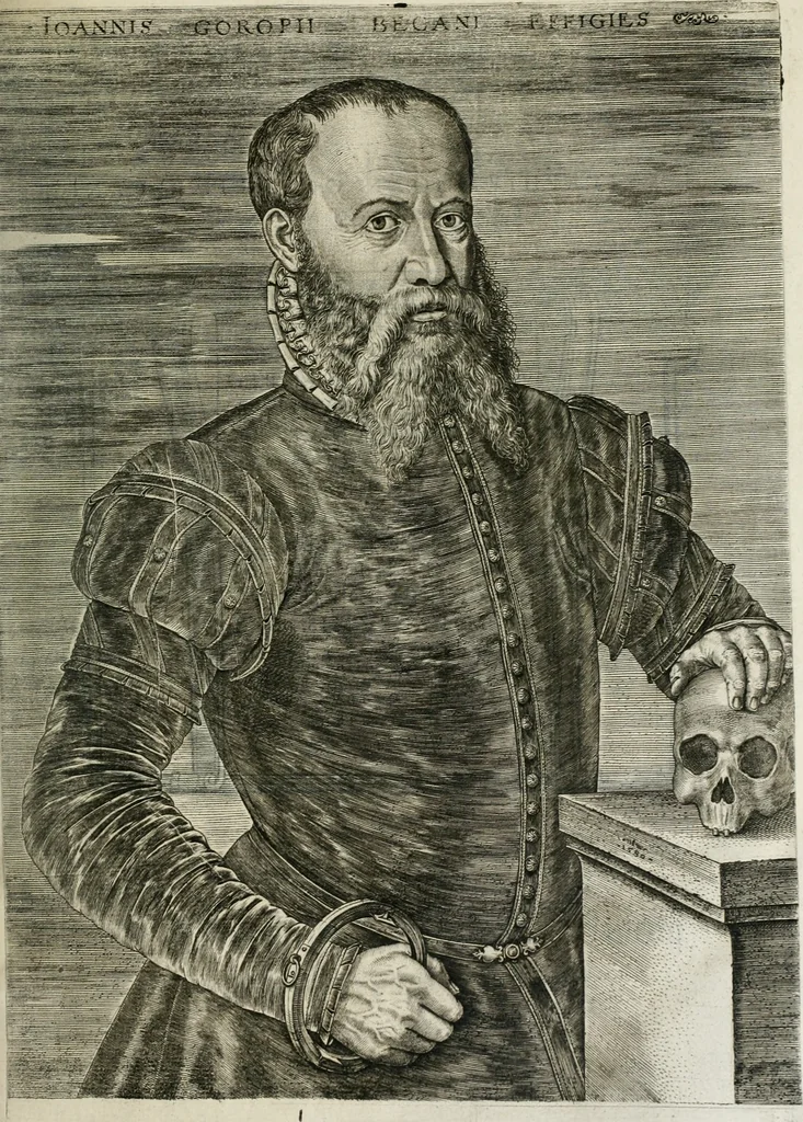 An illustration from Opera Ioan. Goropii Becani, hactenus in lucum non edita: nempe, Hermathena, Heiroglyphica, Vertumnus, Gallica, Francica, Hispanica, 1580, leaf 8