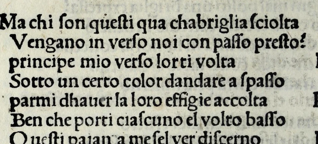 An illustration from Opera noua del preclarissimo messer Bernardo Accolti Aretino, scriptore apostolico & abreuiatore : zoe, soneti, capitoli, strãmoti, & vna comedia : con dui capitoli, vno in laude dela Madonna Laltro de la Fede, 1519, leaf 40