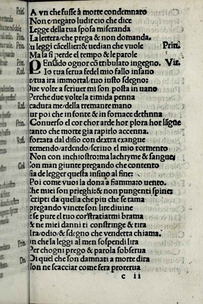 An illustration from Opera noua del preclarissimo messer Bernardo Accolti Aretino, scriptore apostolico & abreuiatore : zoe, soneti, capitoli, strãmoti, & vna comedia : con dui capitoli, vno in laude dela Madonna Laltro de la Fede, 1519, leaf 41