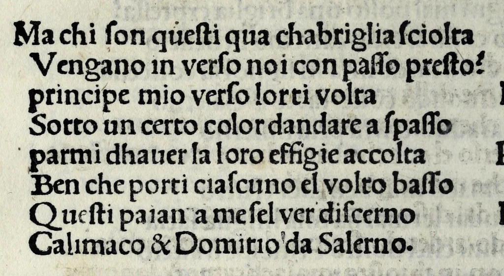An illustration from Opera noua del preclarissimo messer Bernardo Accolti Aretino, scriptore apostolico & abreuiatore : zoe, soneti, capitoli, strãmoti, & vna comedia : con dui capitoli, vno in laude dela Madonna Laltro de la Fede, 1519, leaf 46