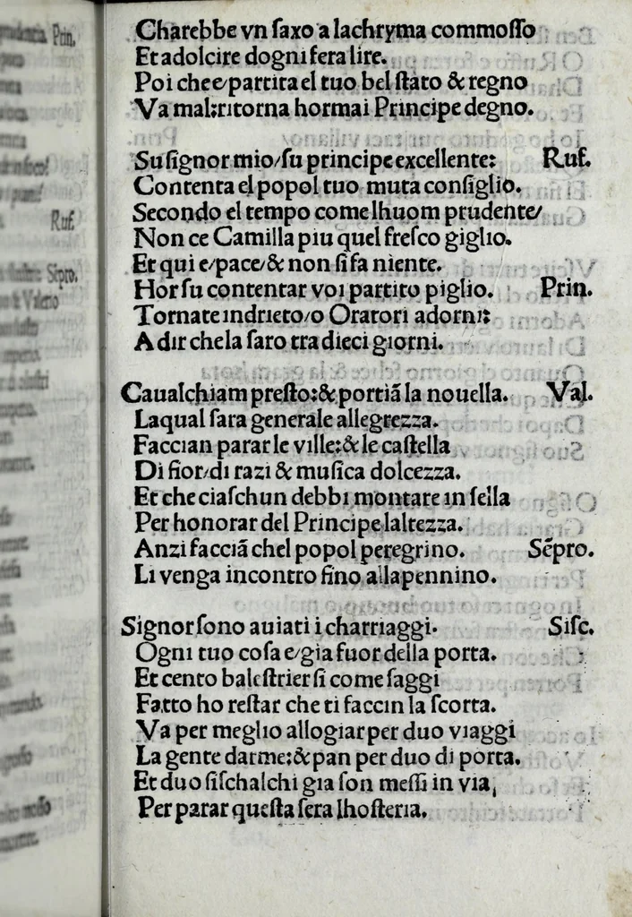 An illustration from Opera noua del preclarissimo messer Bernardo Accolti Aretino, scriptore apostolico & abreuiatore : zoe, soneti, capitoli, strãmoti, & vna comedia : con dui capitoli, vno in laude dela Madonna Laltro de la Fede, 1519, leaf 81