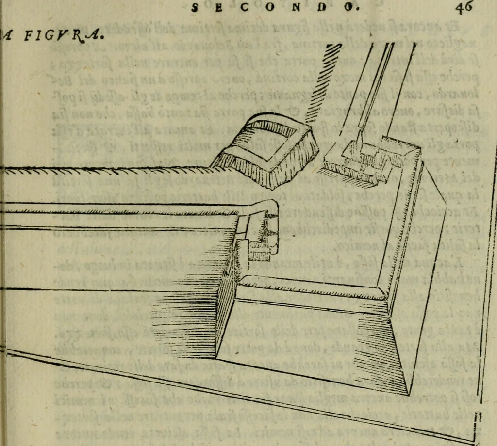 An illustration from Opera nvova di fortificare, offendere et difendere : et far gli alloggiamenti campali, secondo l'uso di guerra : aggiontovi nel fine vn trattato de gl'essamini de' bombardieri, & di far fuochi arteficiati : cosa molto vtile e dilettevole, 1564, leaf 106