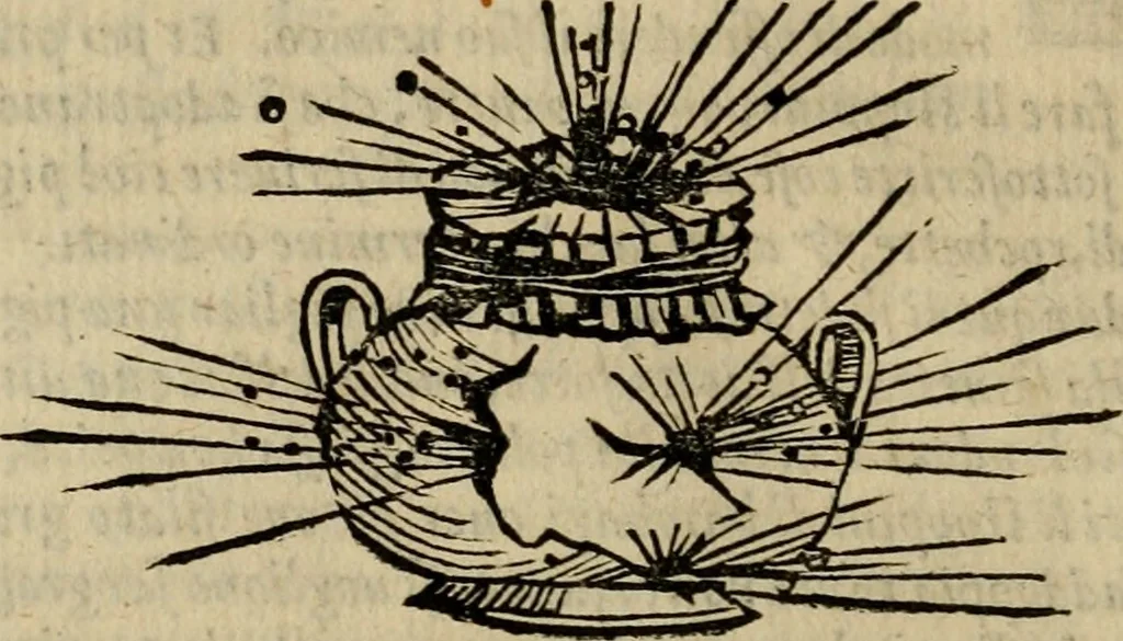 An illustration from Opera nvova di fortificare, offendere et difendere : et far gli alloggiamenti campali, secondo l'uso di guerra : aggiontovi nel fine vn trattato de gl'essamini de' bombardieri, & di far fuochi arteficiati : cosa molto vtile e dilettevole, 1564, leaf 189