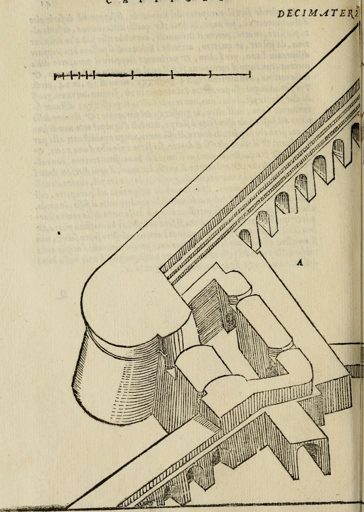 An illustration from Opera nvova di fortificare, offendere et difendere : et far gli alloggiamenti campali, secondo l'uso di guerra : aggiontovi nel fine vn trattato de gl'essamini de' bombardieri, & di far fuochi arteficiati : cosa molto vtile e dilettevole, 1564, leaf 97