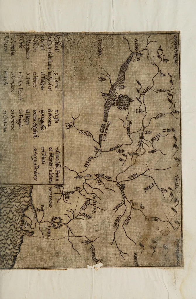 An illustration from Opere del cavaliere Lvca Danesi : cioè, vn discorso sopra l'innondatione, che fà il fivme Tevere nella città di Roma ; vn discorso del cavo Contarino nel ferrarese alla punta d'Ariano ; vn trattato di geometria pratica ; vn trattato di mecaniche cauate dal Galilei, 1670, leaf 47