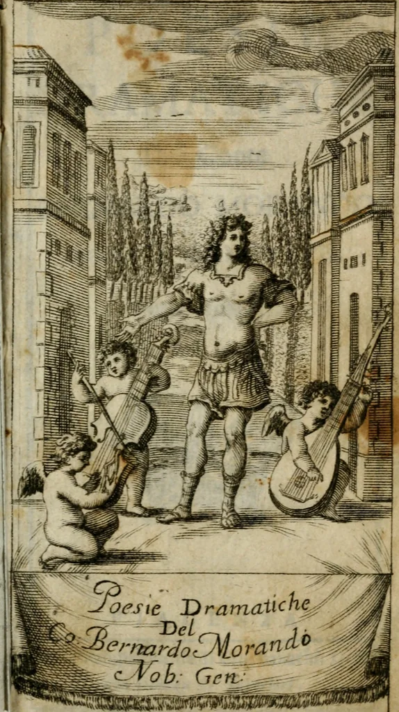 An illustration from Opere del conte Bernardo Morando, nobile genovese, diuise in quattro tomi .., 1662, leaf 4