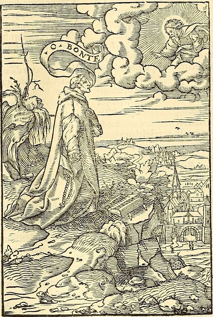An illustration from Operum D. Basilij Magni Caesariae Cappadociae quondam archiepiscopi prior tomus : cuius par multò melior nunc demum solerti industria nec minùs accurata collatione ad fidem Graecorum aliquot archetypon partim restituta est synceriori quàm hactenus lectioni, 1547, leaf 967