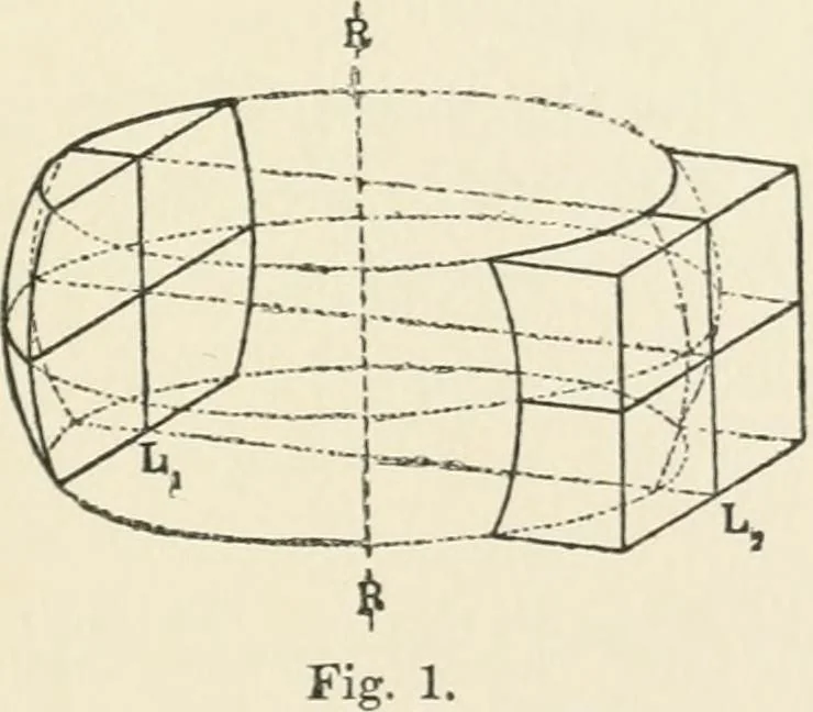 An illustration from Ophthalmic lenses, dioptric formulae for combined cylindrical lenses : the prism-dioptry, and other optical papers, 1900, leaf 176