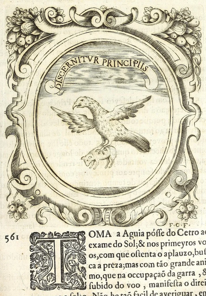 An illustration from O principe dos patriarcas S. Bento : ... de sua vida, discursada em emprezas politicas e predicaueis, 1683, leaf 275