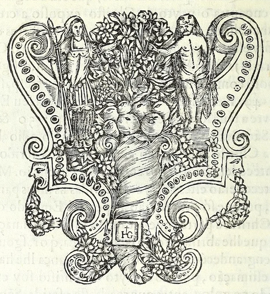 An illustration from O principe dos patriarcas S. Bento : ... de sua vida, discursada em emprezas politicas e predicaueis, 1683, leaf 554