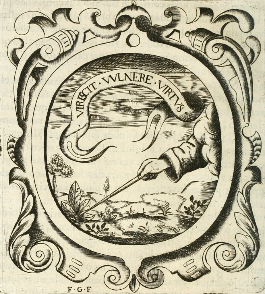 An illustration from O principe dos patriarcas S. Bento : primeiro[-segundo] tomo de sua vida, 1683, leaf 397