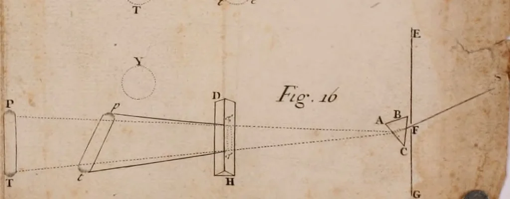An illustration from Opticks : or, A treatise of the reflections, refractions, inflections and colours of light, 1730, leaf 407