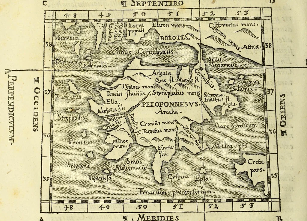An illustration from Opusculum geographicum rarum, : totius eius negotii rationem, mira industria et breuitate complectens, iam recens ex diuersorum libris ac chartis, summa cura ac diligentia collectum & publicatum,, 1590, leaf 58
