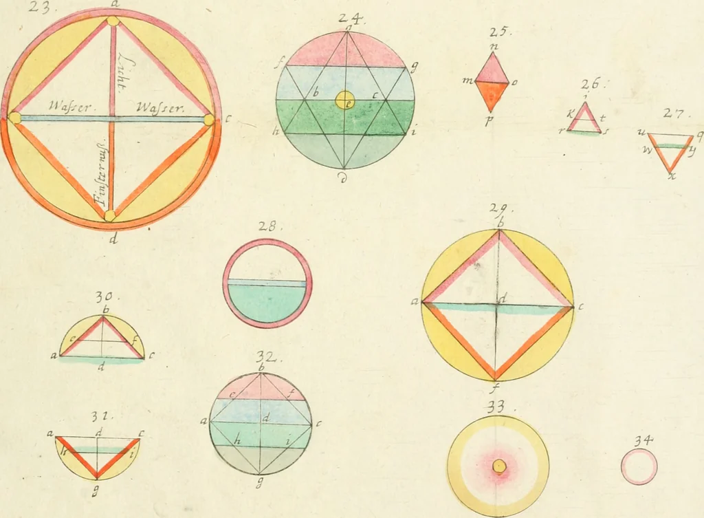 An illustration from Opus mago-cabalisticum et theologicum : vom Uhrsprung und Erzeugung des Saltzes, dessen Natur und Eigenschafft, wie auch dessen Nutz und Gebrauch ..., 1719, leaf 100