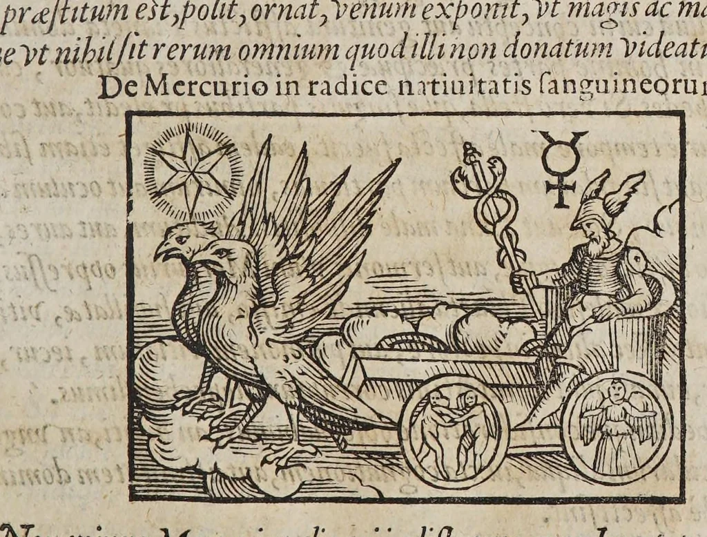 An illustration from Opus mathematicum octo libros complectens, : innumeris propemodum figuris idealibus manuum et physiognomiae, aliisque adornatum, quorum sex priores libri absolutissimae cheiromantiae theoricam, praxim, doctrinam, artem, & experientiam verissimam continent. Septimus physiognomiae dispositionem, hominʹumque omnium qualitates & complexiones. Octauus periaxiomata de faciebus signorum, & quid sol in vnaquaque domo existens, natis polliceatur. Remedia quoque omnium ægritudinum complectitur. Et naturalem astrologiam atq[ue] effectus lunae quoad diuersas ægritudines. Item isagogen astrologiæ iudiciariae, & totius diuinatricis artis encomia. Omnibus matheseos, cheiromantiae, philosophiae, & medicinæ studiosis vtiles ac necessarij., 1583, leaf 551