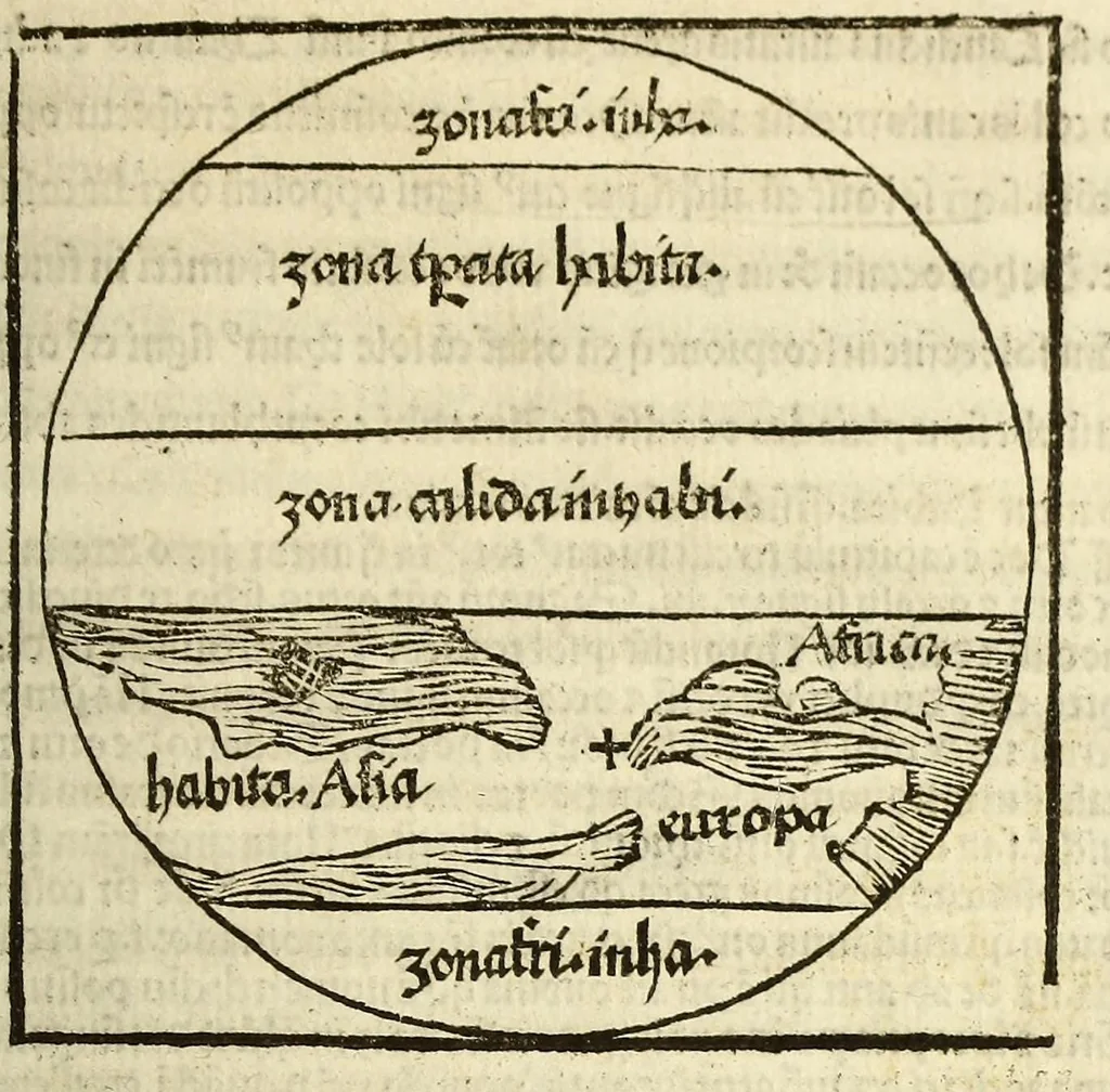 An illustration from Opus sphericum magistri Ioa[n]nis de Sacro busco natione angli figuris verissime exculptis et i[n]terp[re]tatione familiari ad co[m]moditatem desiderantiu[m] iucundissima artis astronomice callere principia pulcherrime et iterata recognitione illustratum, 1505, leaf 47
