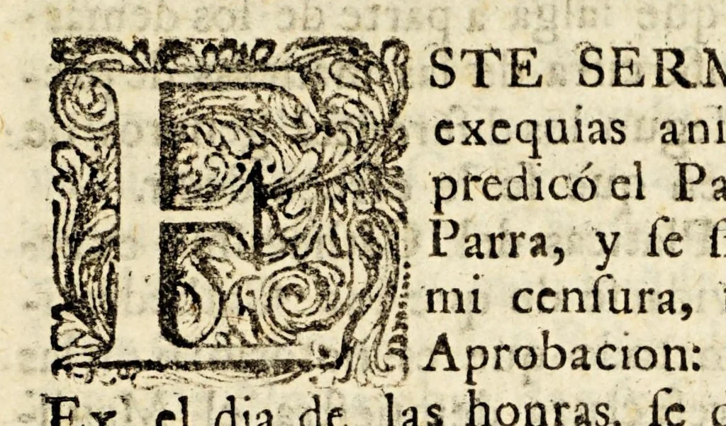 An illustration from Oracion funebre en las annuales honras, que por mandado, y reales expensas de nuestro catholico rey, y señor Carlos II. Se celebraron en las casa professa de la Compañia de Jesus de Mexico, por los soldados, que han muerto en defensa de las catholicas armas de España., 1696, leaf 19