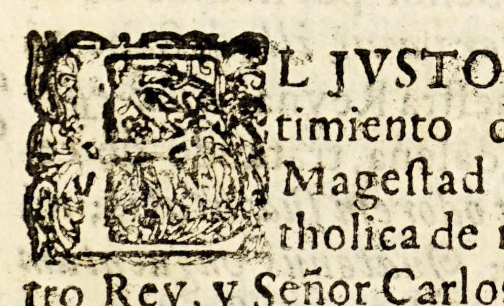 An illustration from Oracion funebre a las honras, que hizo la religion seraphica a la muerte de la augusta señora Mariana de Austria, nuestra reyna, en el convento de N. P. S. Francisco de Mexico. Año de mil seiscientos y noventa y seis., 1697, leaf 24