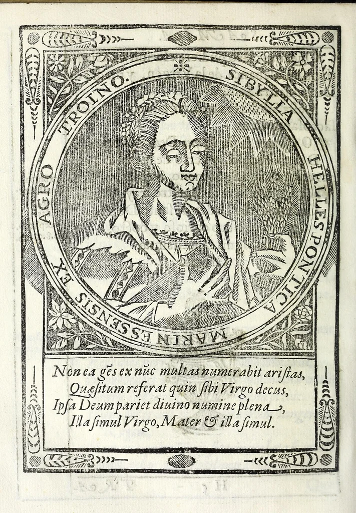 An illustration from Oraculos delas doçe sibilas, profetisas de Christo n[uest]ro Señor entre los gentiles, 1621, leaf 140