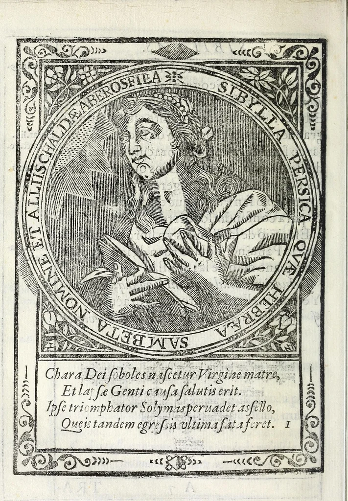 An illustration from Oraculos delas doçe sibilas, profetisas de Christo n[uest]ro Señor entre los gentiles, 1621, leaf 32
